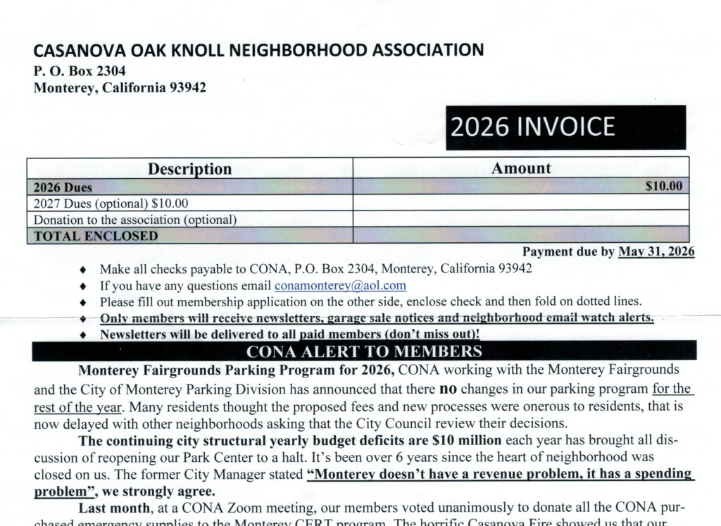 CONA Invoice 2026